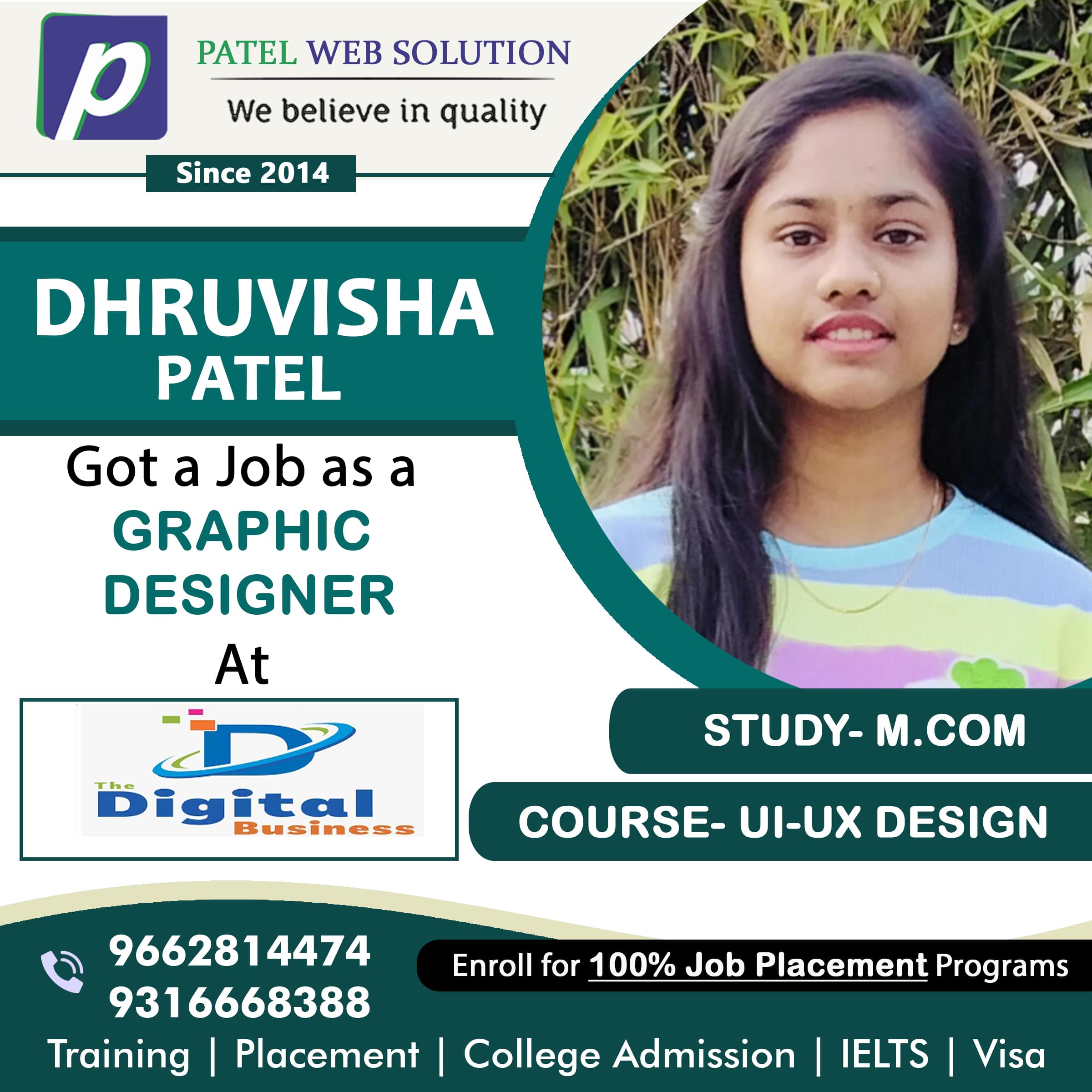 Dhruvisha Patel Graphic Design Job Placement