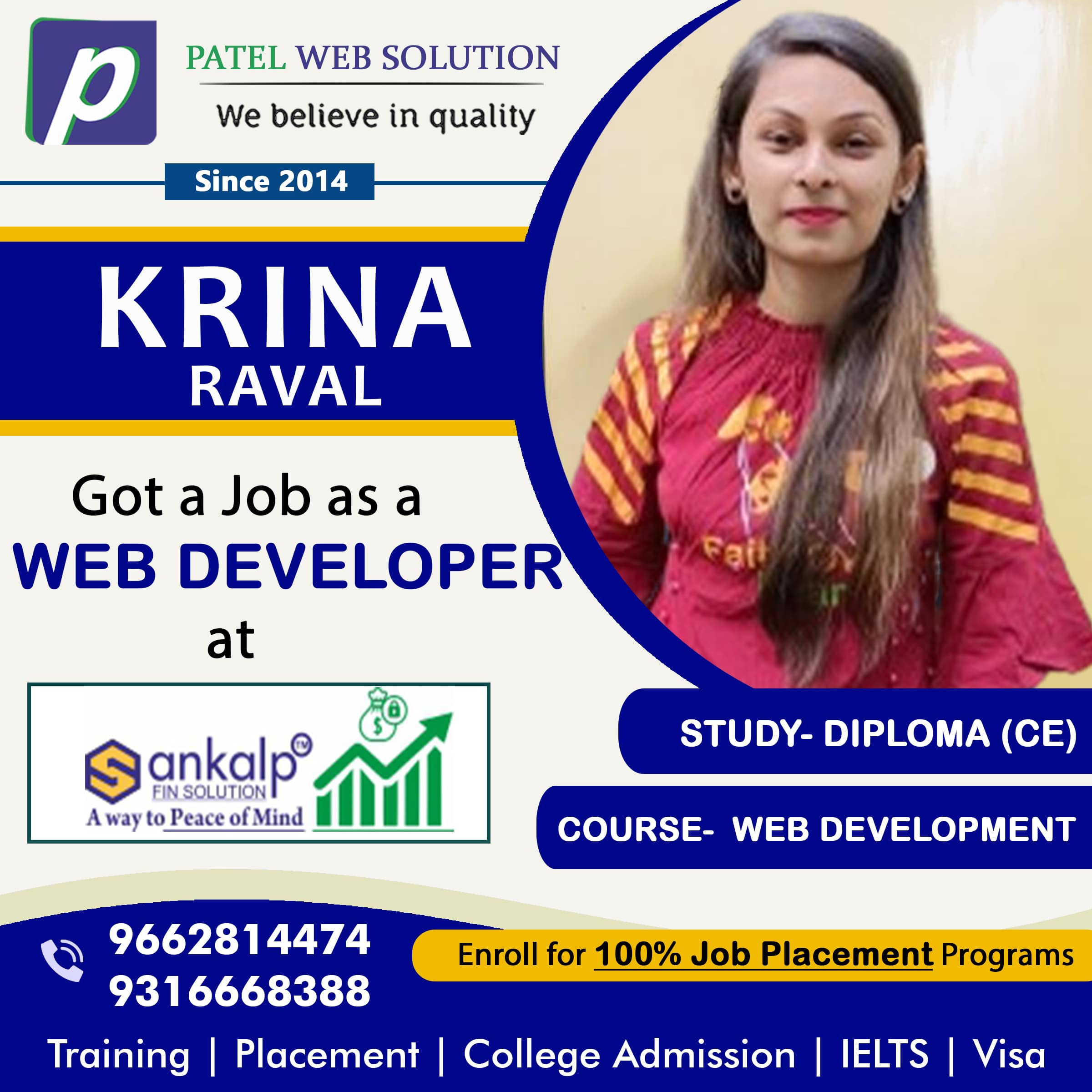 Krina Web Development Job Placement