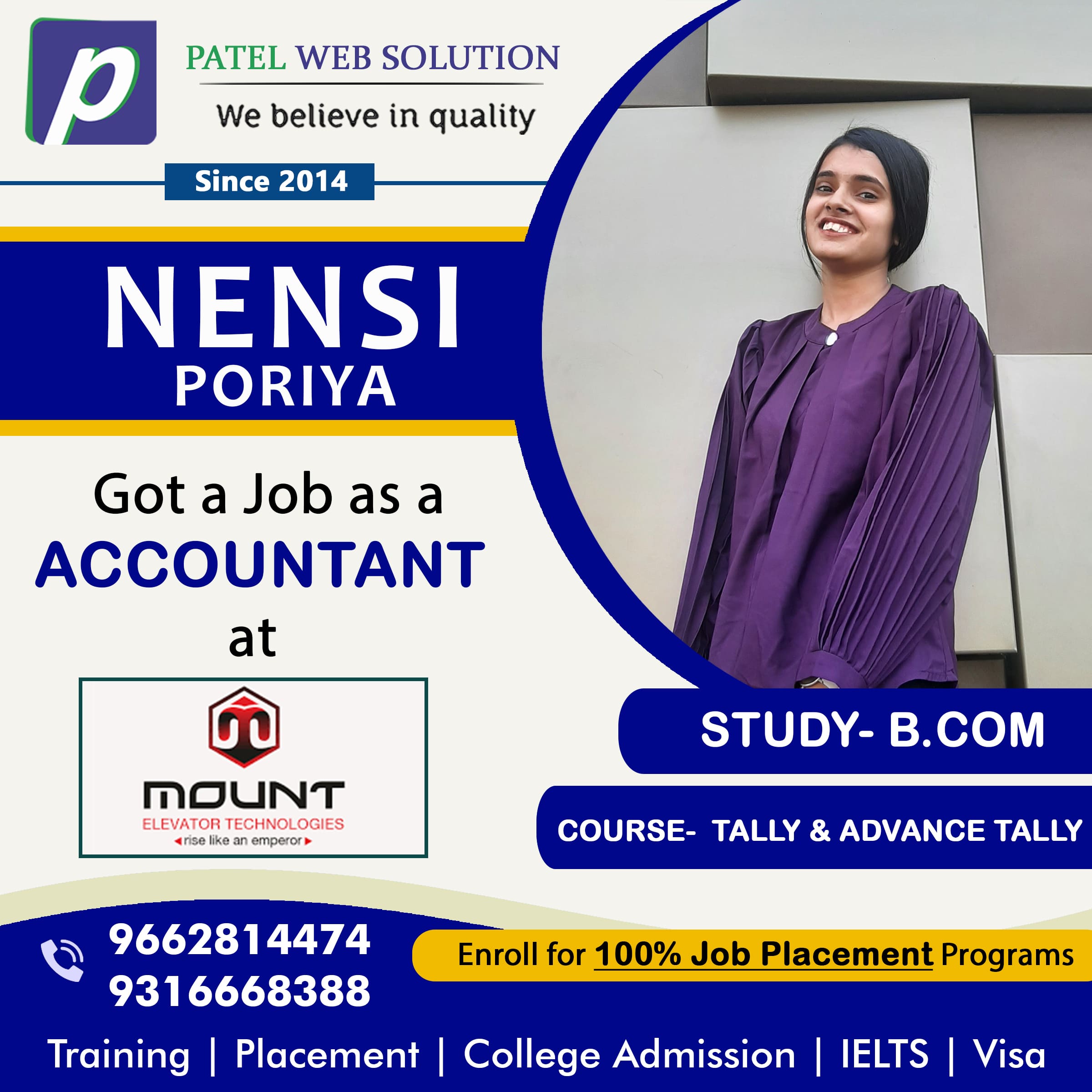 Nensi Poriya Accountant Job Placement