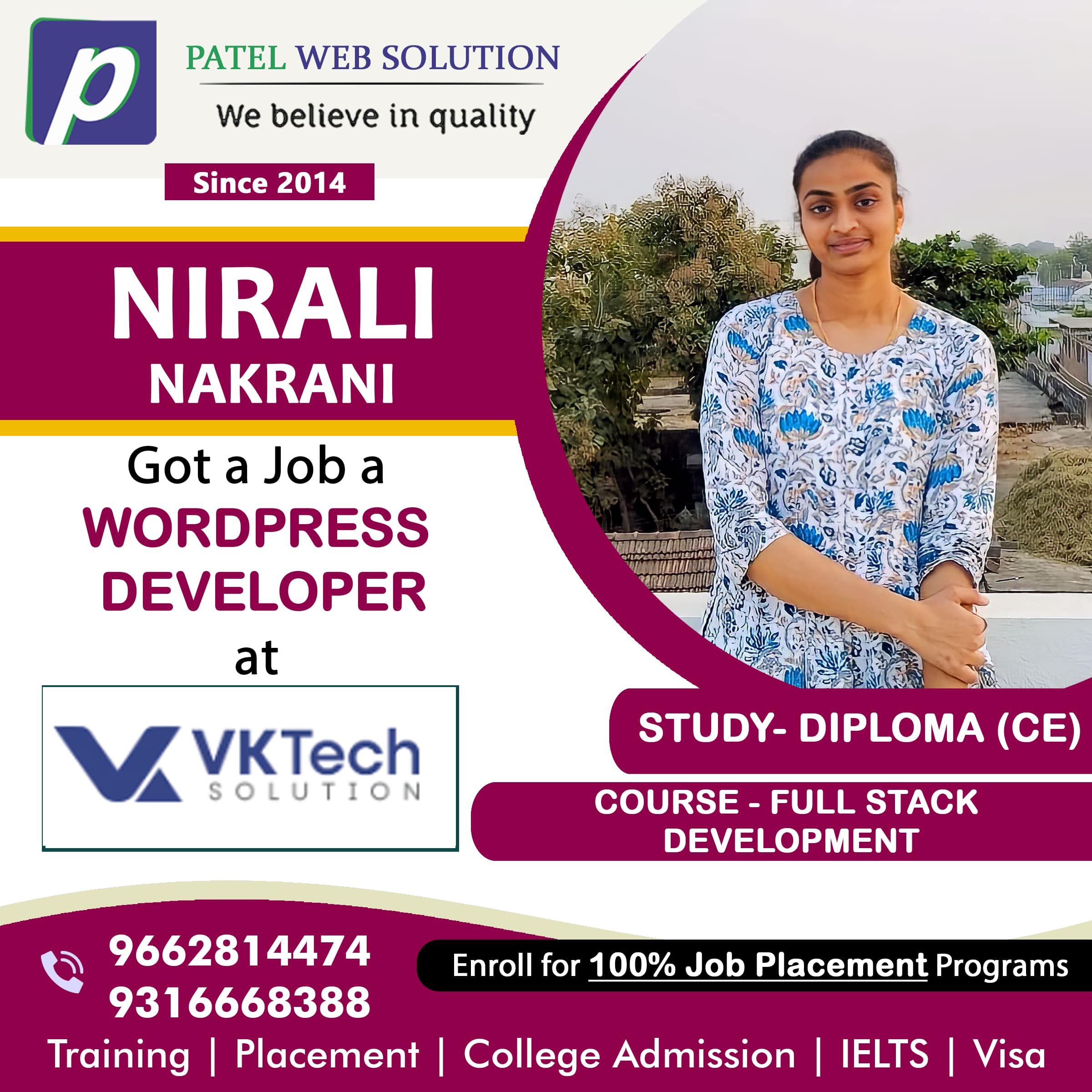 Nirali Wordpress Job Placement