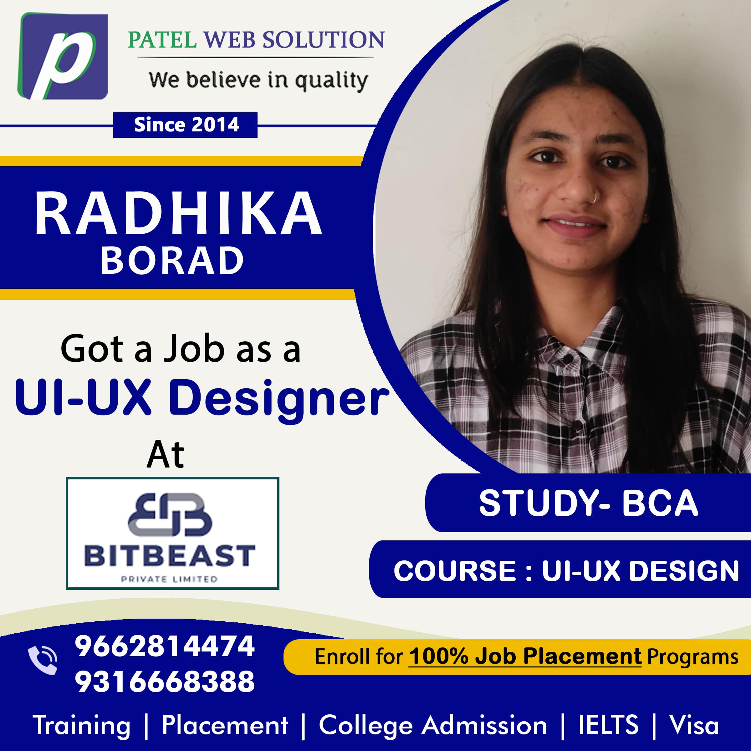 Radhika Borad UIUX Designer Job Placement